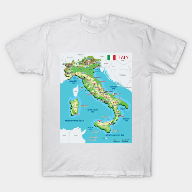 Geographic map of Italy T-Shirt by AliJun